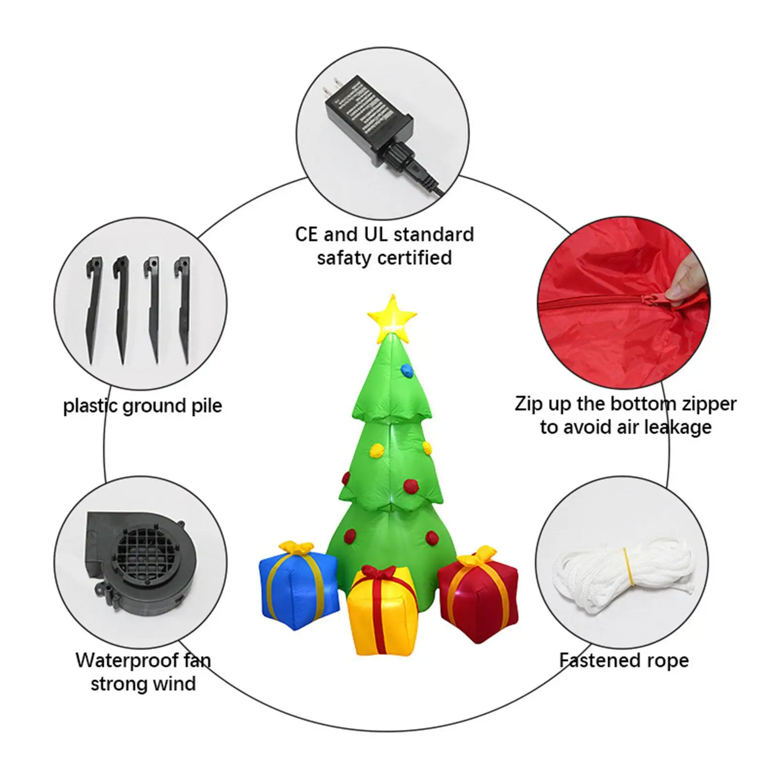 7 ft Christmas Tree Inflatable Decor with Light Lightweight Props Cute Giant