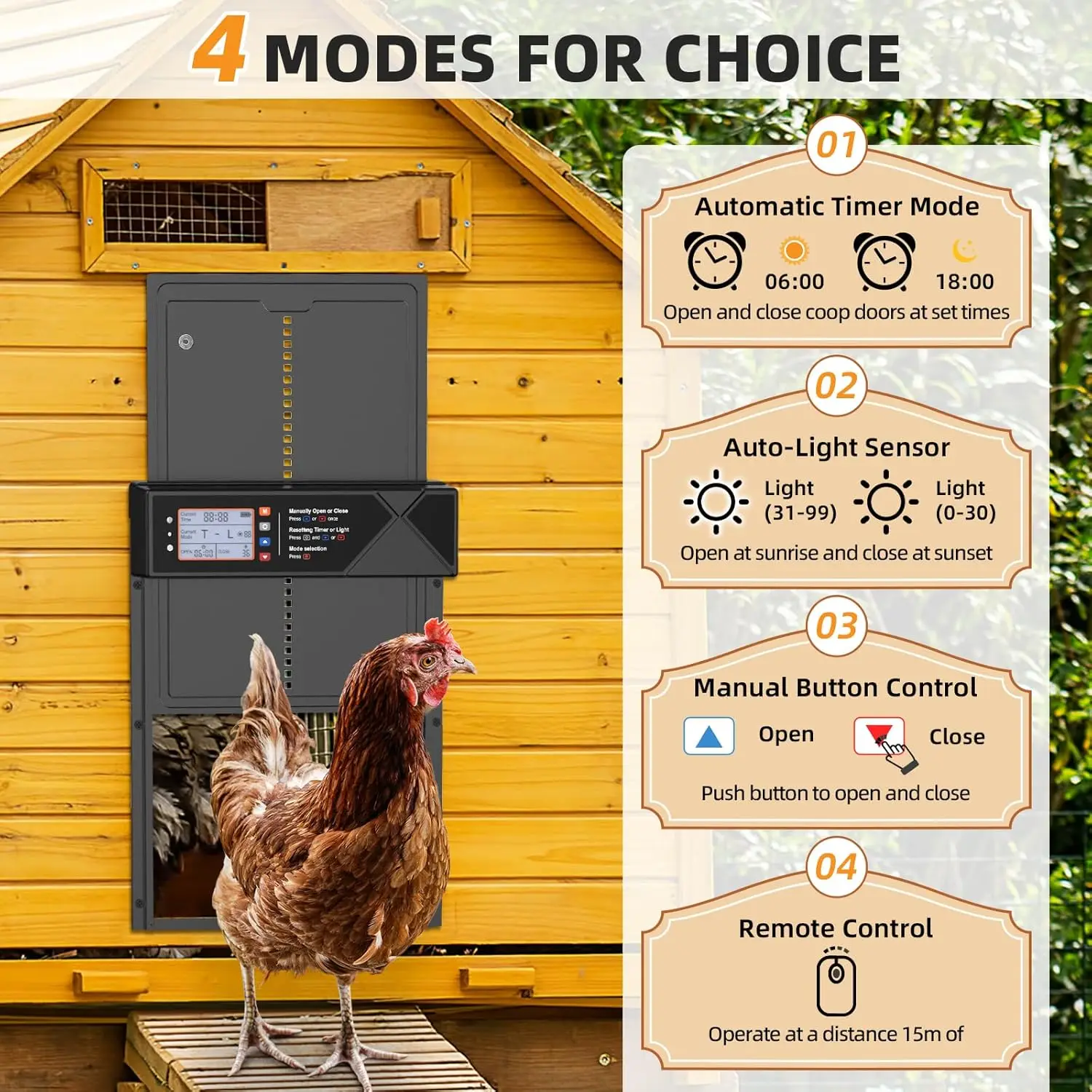 Puerta automática solar para gallinero con temporizador – Aluminio - imagen 2
