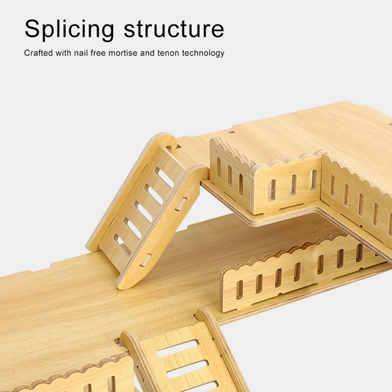 Decoración de hábitat de hámster Plataforma de madera de doble capa con escalera Accesorio de juguete duradero para mascotas para gerbil conejillo de indias y animales pequeños - imagen 4
