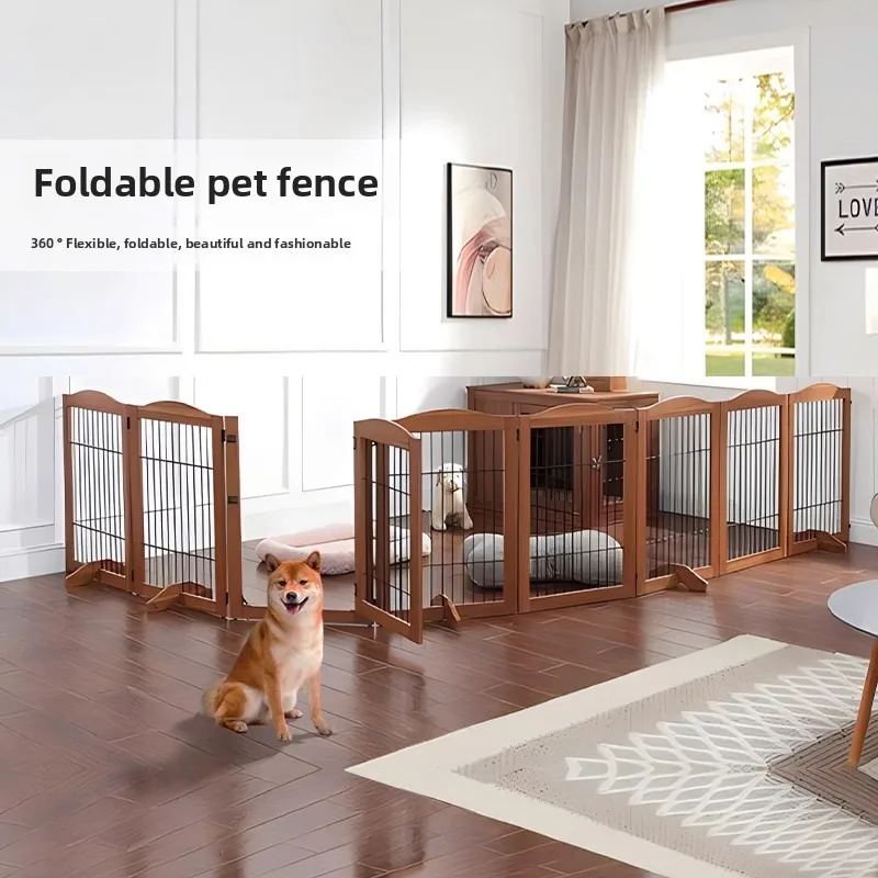 Bolígrafo para mascotas para el hogar, empalme libre, vallas para perros pequeños y medianos, jaula plegable de madera a prueba de Escape para perros, accesorios para mascotas, jaula combinada creativa