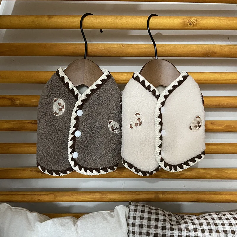 Chaleco de lana de cordero liso para mascotas, ropa corta Ins, chaleco para perros, ropa para gatos, ropa para gatos, ropa de peluche para otoño e invierno, ropa para perros - imagen 3