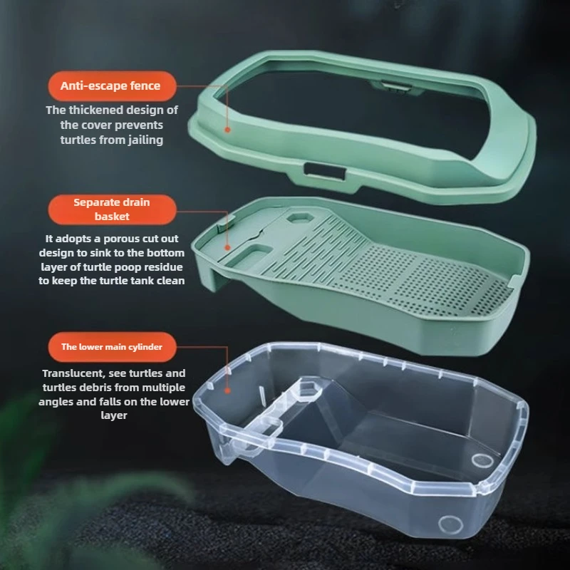 Caja de tortugas creativa, terrario de tortugas para mascotas, terrario grande de lujo para Reptiles, perrera de tortugas, cubo de cría para mascotas, suministros para reptiles - imagen 4