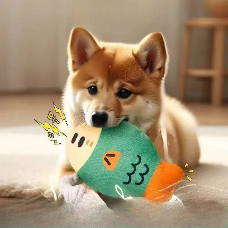 Divertidos juguetes de pez simulado para perros pequeños y grandes con chirridores, juguete para masticar duradero para perros, productos para mascotas - imagen 3