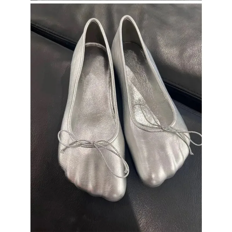 2025 Luxury Flat Leather Ballet Shoes Ladies Spring And Summer Comfortable Soft Soled Shoes For Dancing On Light Casual Shoes - imagen 5