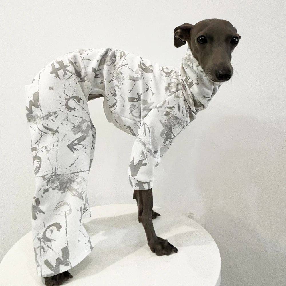 Mono Italian Greyhound perro estampado letras blancas cuello alto