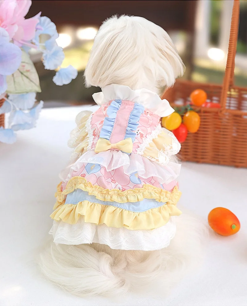 Lindo vestido de perro Lolita para razas pequeñas, vestido para mascotas, vestido de boda para mascotas, falda de tul para mascotas, falda tutú, ropa de fiesta para perros - imagen 4