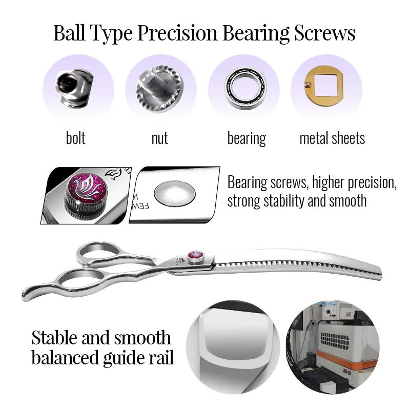 Tijeras para perros con diseño curvado y rodamiento Thinner