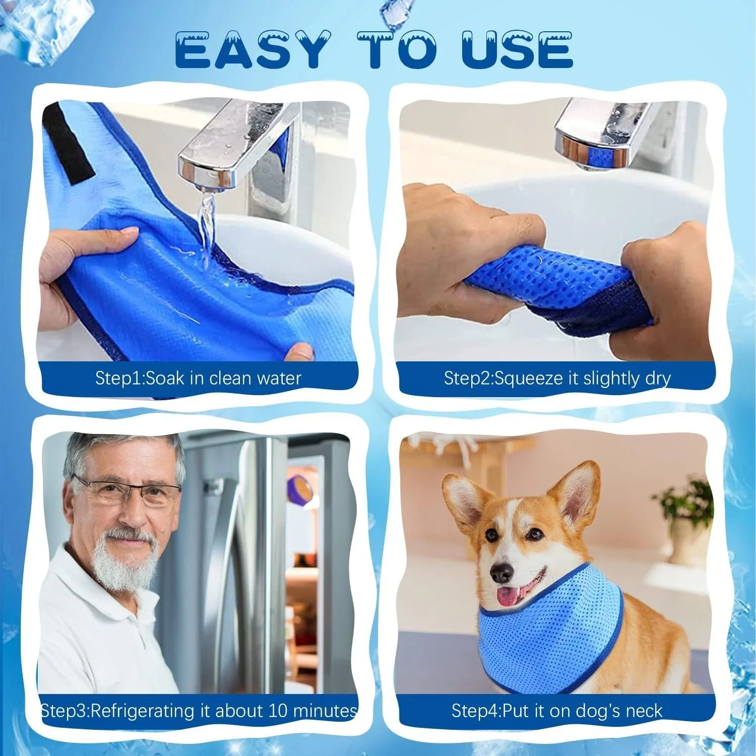 Bufanda de hielo refrescante para perros, toalla de hielo fresca, ropa caliente de liberación rápida para mascotas, chaqueta fresca para perros pequeños, medianos y grandes, accesorios de verano - imagen 3