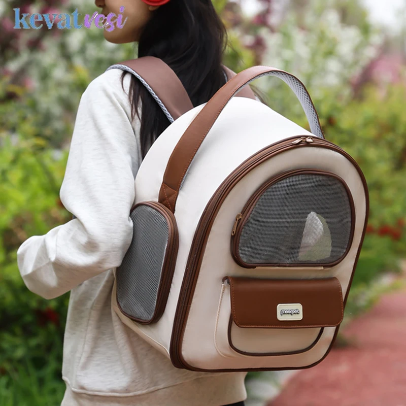 Mochila portátil plegable para gatos, bolso transpirable para mascotas, gran capacidad, suministros para mascotas