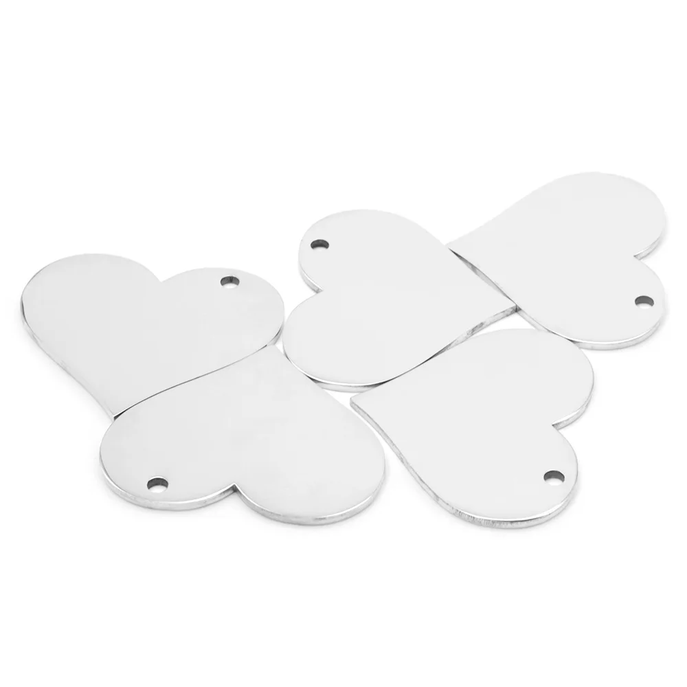 20 piezas Collar para mascotas con forma de corazón, etiqueta de identificación en blanco, colgante para perro, etiqueta de identificación de Metal con personalidad de acero inoxidable, joyería, regalo, recuerdo