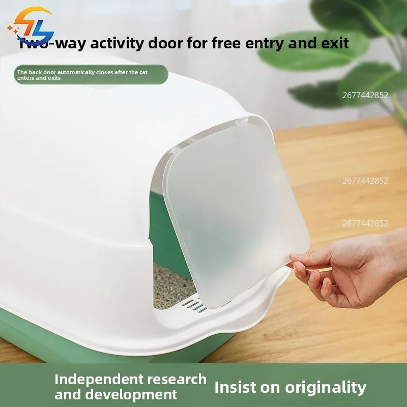 Lavabo de arena para gatos cerrado grande, inodoro extraíble para gatos, bacanas de arena antisalpicaduras para gatos, lavabo de limpieza - imagen 2