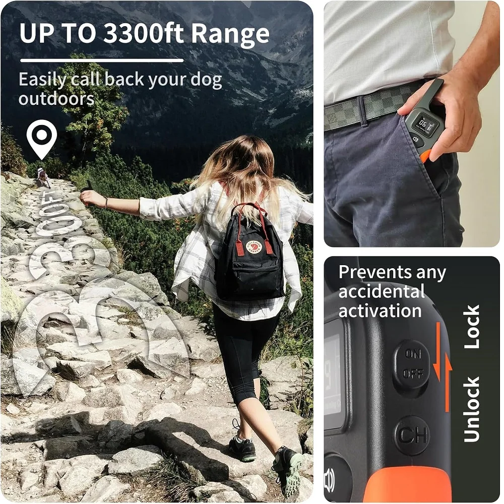 Collar de entrenamiento para perros sin golpes, Collar vibratorio impermeable para perros de 1000m, Collar electrónico recargable para Collar de corteza de perro de todos los tamaños - imagen 4