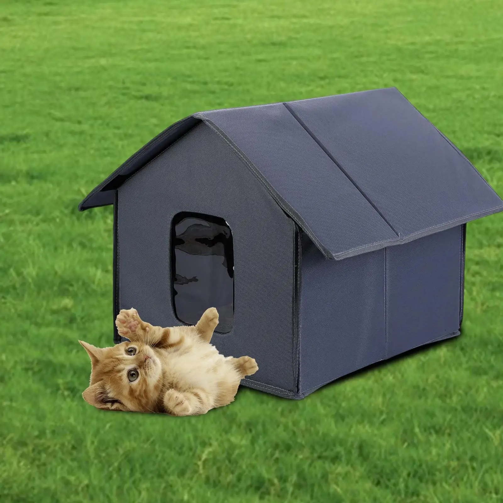 Casa para perros y gatos al aire libre, tienda para gatos resistente a la intemperie, cama, calentador de invierno, cueva para mascotas para gatitos, cachorros, animales pequeños, refugio, suministros para mascotas - imagen 3