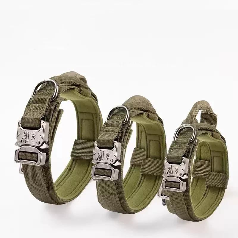 Collar de mango para perros Collar de pelo dorado Labrador de fácil liberación Collar de nailon verde suave Juego de correas para perros grandes Cuerda de remolque a prueba de explosiones - imagen 2