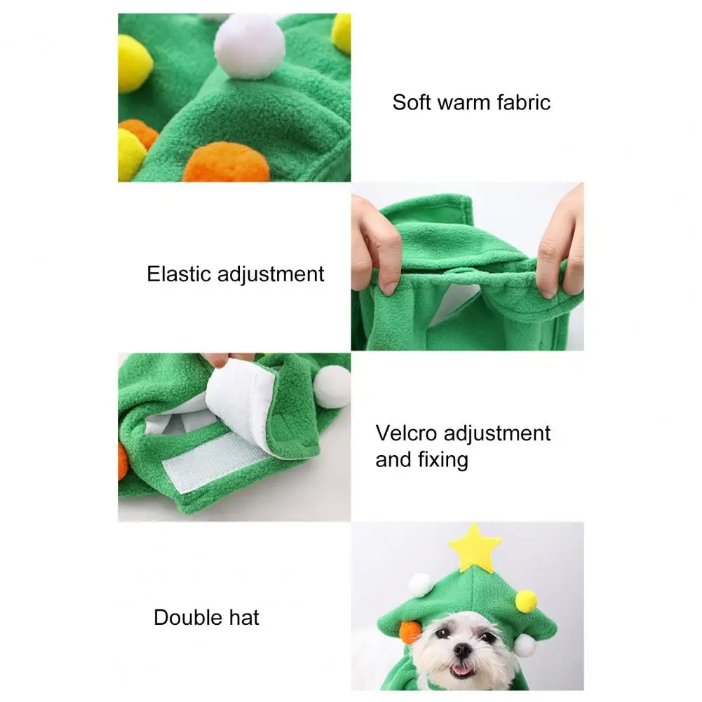 Ropa de árbol de Navidad de 2 unids/set para mascotas, traje suave de árbol de Navidad para mascotas, abrigo de invierno para perros pequeños, cachorros y gatos - imagen 5