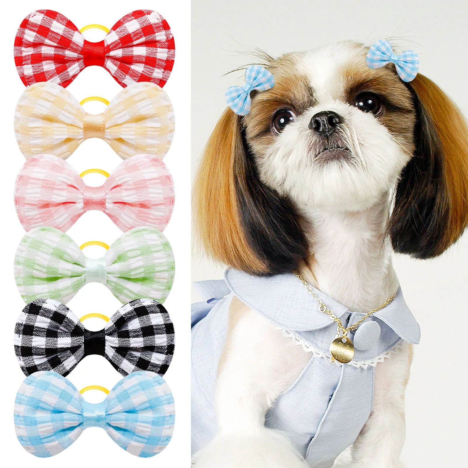 50 Lazos Perros Pequeños Masue Pets - Algodón Lazo Accesorios Pelo - imagen 4