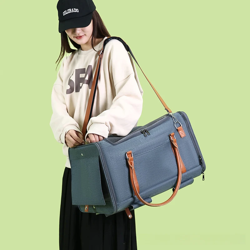 Mochila portátil para transportar mascotas con ruedas, carrito para gatos, suministros portátiles para salir, equipaje plegable, bolsa para mascotas, suministros de productos - imagen 4