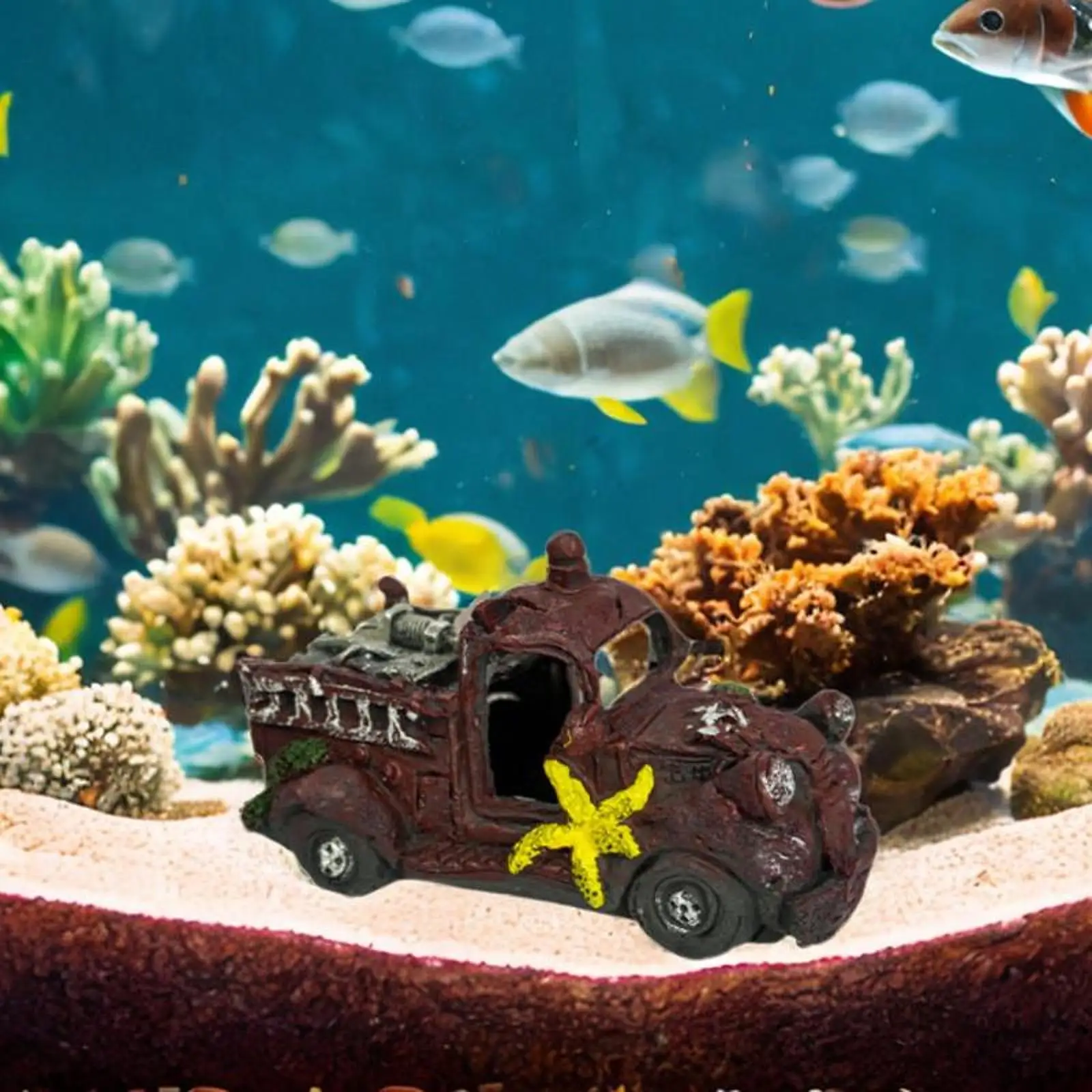 Resin Auto Wreck Aquarium Decoration for Fish Salt and Fresh Water Spawning