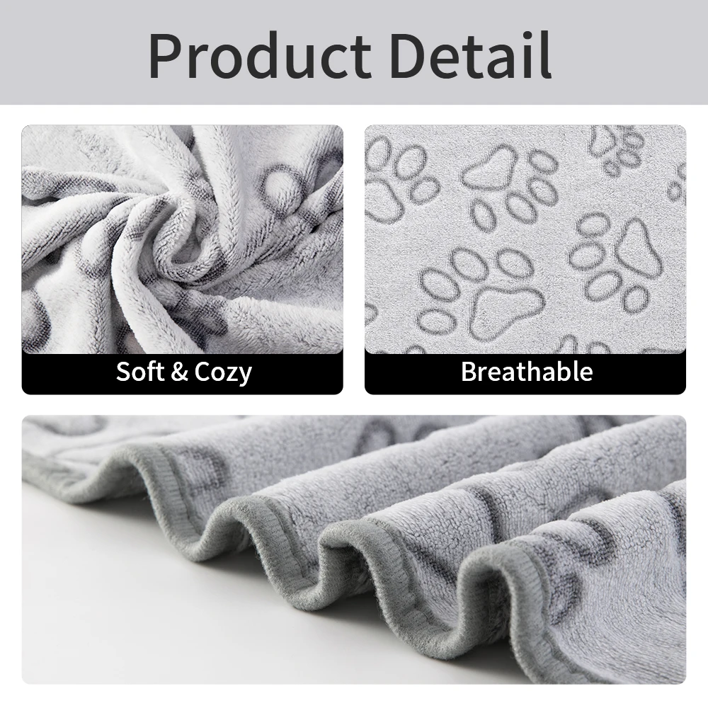 1 Uds. Manta para mascotas suave y esponjosa de alta calidad con bonito patrón de huella de dibujos animados, estera para mascotas, manta cálida y cómoda para perros y gatos - imagen 3