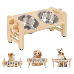Cuencos elevados de madera ajustables para perros, gatos y cachorros