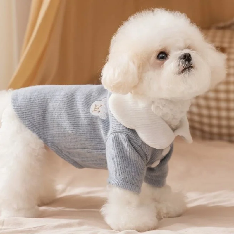 Camisa fina de otoño para perro, jerseys con estampado de oso para mascotas, camisa de fondo para cachorro a la moda, camiseta interior suave y cálida para gato, chaleco para Chihuahua, ropa para perros - imagen 2