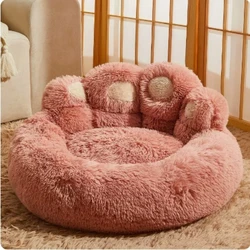 Cama nido cálida para gatos y perros – Felpa suave base antideslizante