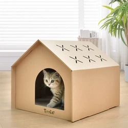 Rascador de cartón para gatos de interior con almohadillas para rascar