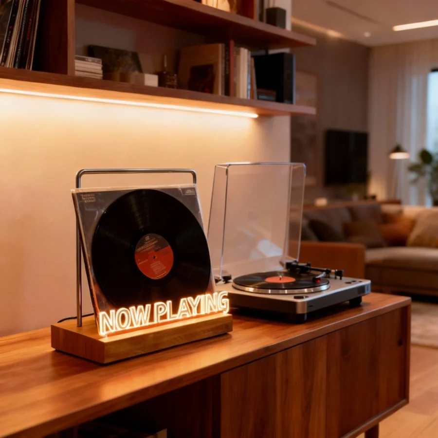 Soporte para discos de vinilo con iluminación y acrílico antihuellas - imagen 2