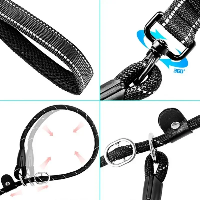 Correa para perro, cuerda P, correa para perros, entrenamiento para cachorros, cadena para perros, hebilla de seguridad, correas de 150cm para caminar, cadena reflectante, suministros para mascotas - imagen 4