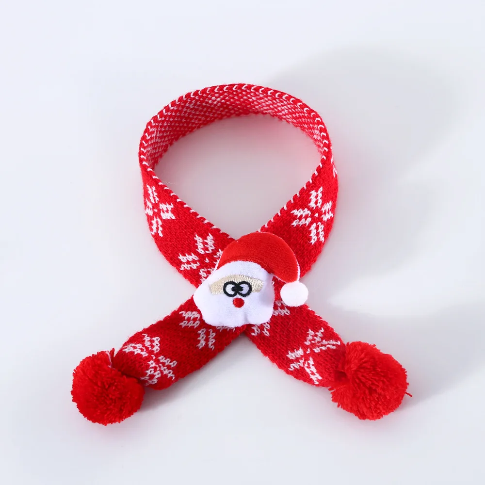 Gato mascota perro de peluche tejido copo de nieve rejilla felpa Santa Claus alce bufanda cálida cuello cachorro accesorios para perros pequeños - imagen 3