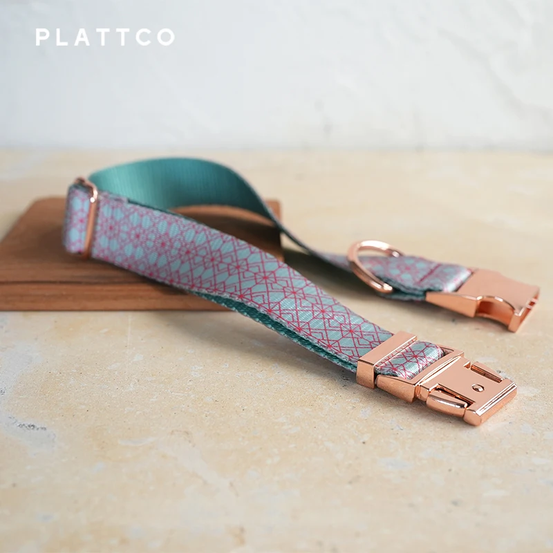 PLATTCO-collar de perro con diseño único, estampado de esmalte acuático, hebilla de oro rosa de alta calidad, 5 tamaños, PDC369RG - imagen 4
