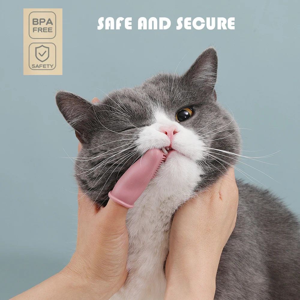 Cepillo de dientes de silicona para perros y gatos, herramienta de Limpieza de dientes de dedo, súper suave, cuidado del mal aliento, no tóxico, suministros de limpieza - imagen 4