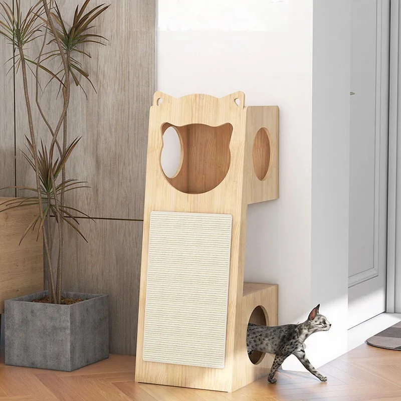 Rascador de Sisal de madera maciza para gatos, estructura de juego para gatos, cama para mascotas, camas y muebles, túnel para gatos, productos para mascotas - imagen 4