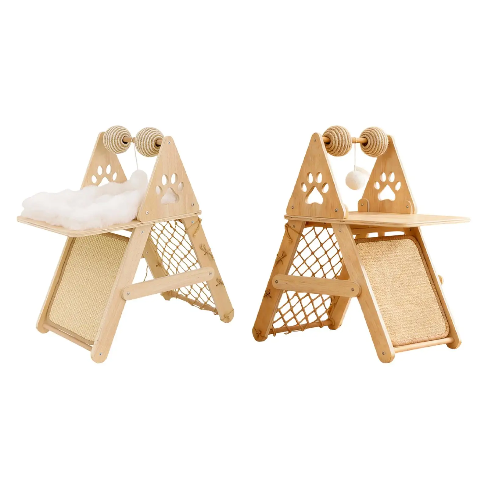 Cama vertical de madera maciza para gatos con rascador y parque juegos - imagen 3