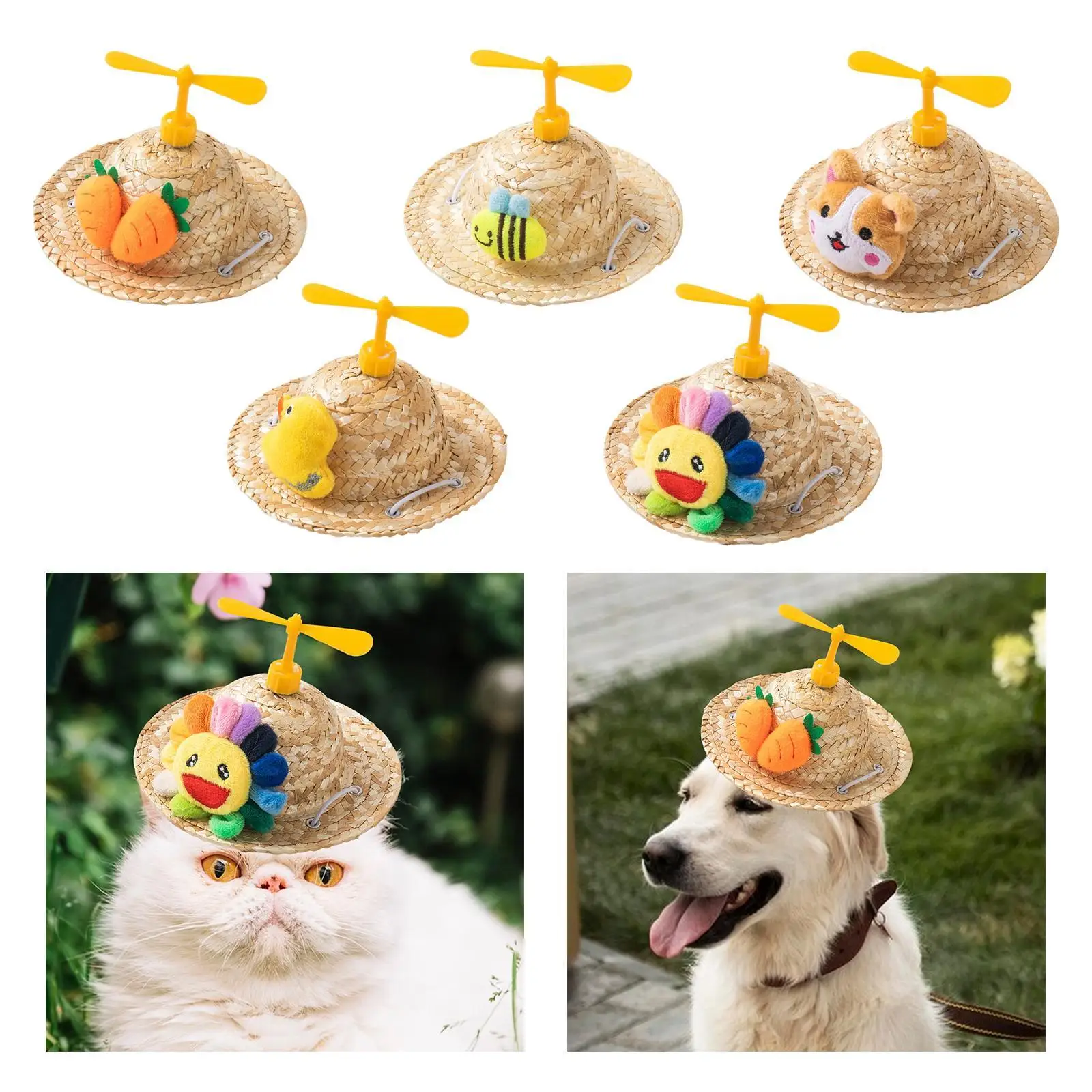 Pet Straw Hat Pet Ornaments Dog Sun Protection Cap for Summer Sports Walking Pet Straw Hat Pet Ornaments Dog Sun Protection Cap for Summer Sports Walking