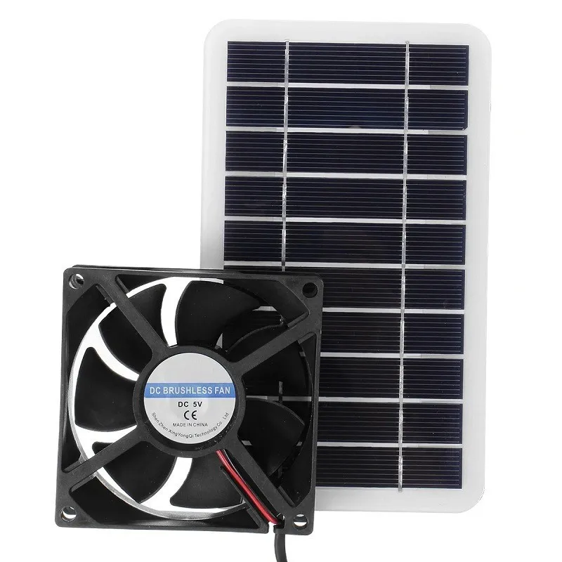Ventiladores de panel solar de 2,5 W, extractor solar para mascotas, ventilador de flujo de aire para perros y gatos, productos para mascotas - imagen 2