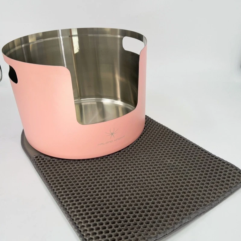 Caja de arena para gatos de acero inoxidable, inodoro grande para gatos, mascotas, cachorros, gatitos, cajas de arena para perros pequeños, gatitos, caja de arena semicerrada para gatos - imagen 3