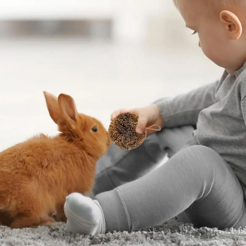 Bolas para masticar conejos, bolas de hierba hechas a mano para encías y dientes de mascotas, animales pequeños, juguetes para el cuidado Dental, conejos, Chinchilla, Guinea - imagen 4