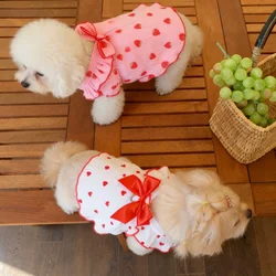 Conjunto de ropa para perros pequeños – vestido de algodón con lazo