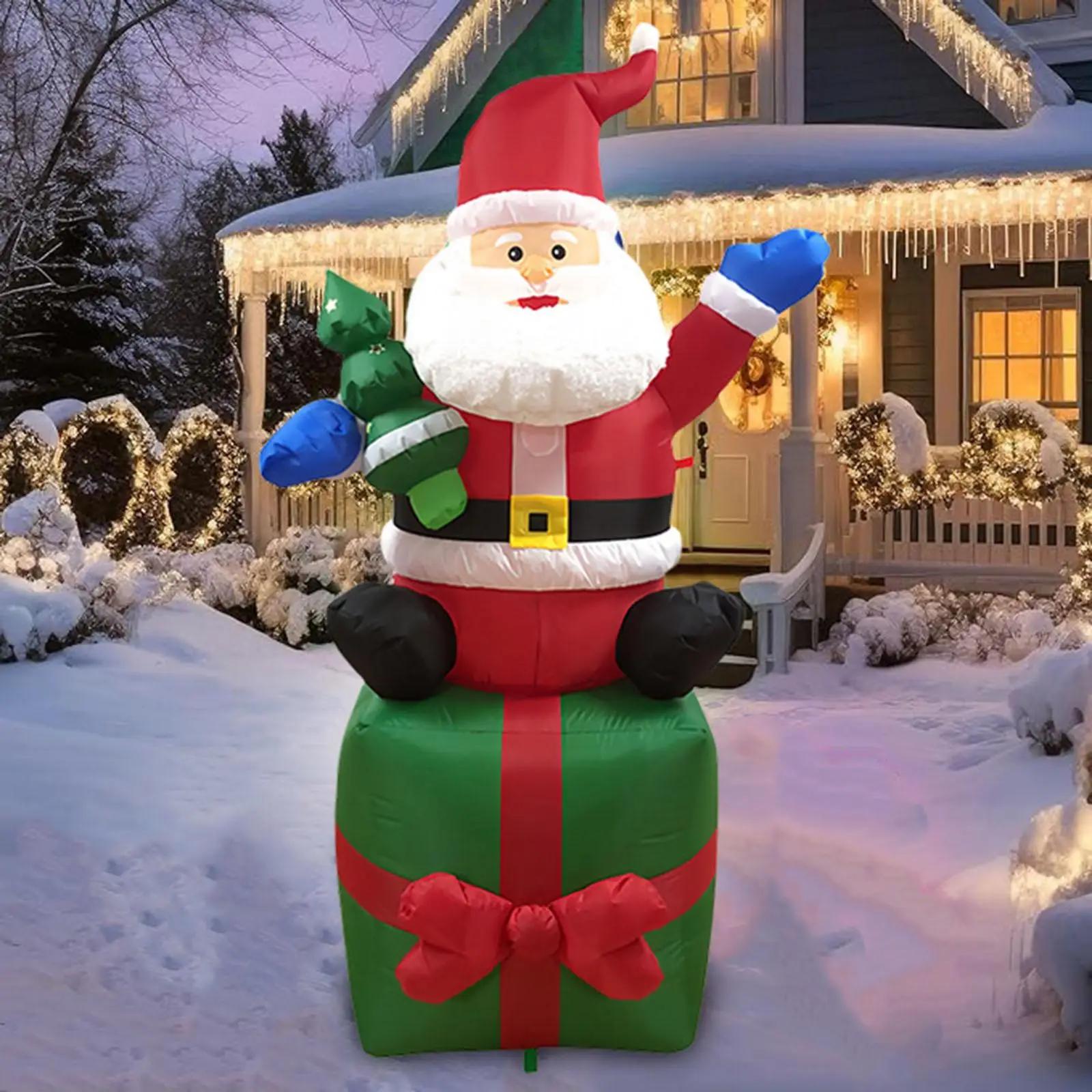 6 ft Christmas Inflatable Santa Funny Ornament with Light Yard Decoration Christmas Inflatables for Outside Party Patio Yard