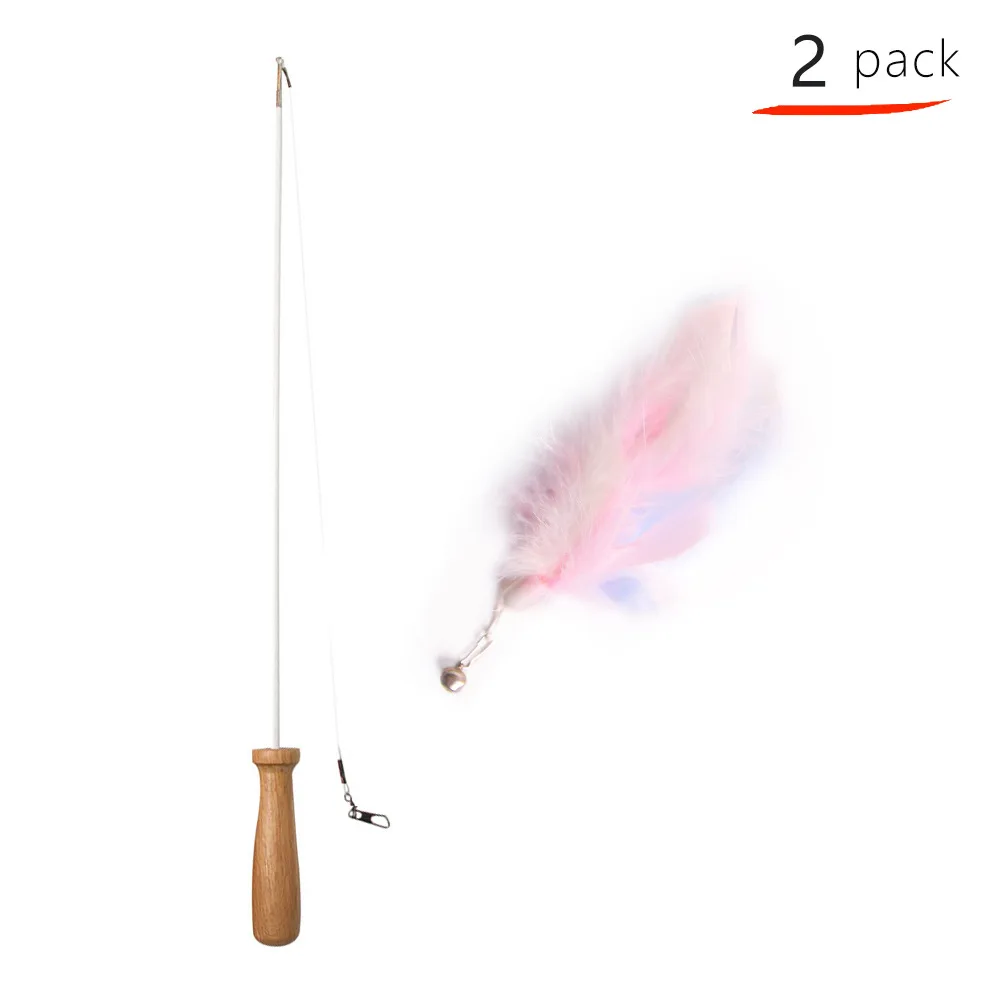 Juguetes interactivos de plumas de simulación para gatos, juego de varita Teaser para gatitos, divertido palo de pluma estirable, suministros para gatos - imagen 3