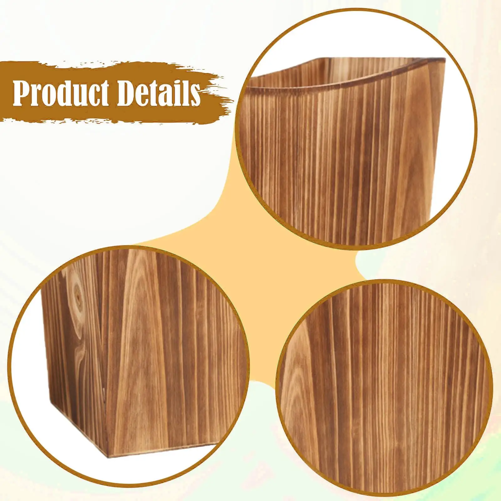 Wooden Trash Can Waste Basket Household with Handles Paper Basket Open Top Waste Bin for Dorm Bathroom Kitchen Bedroom Decor
