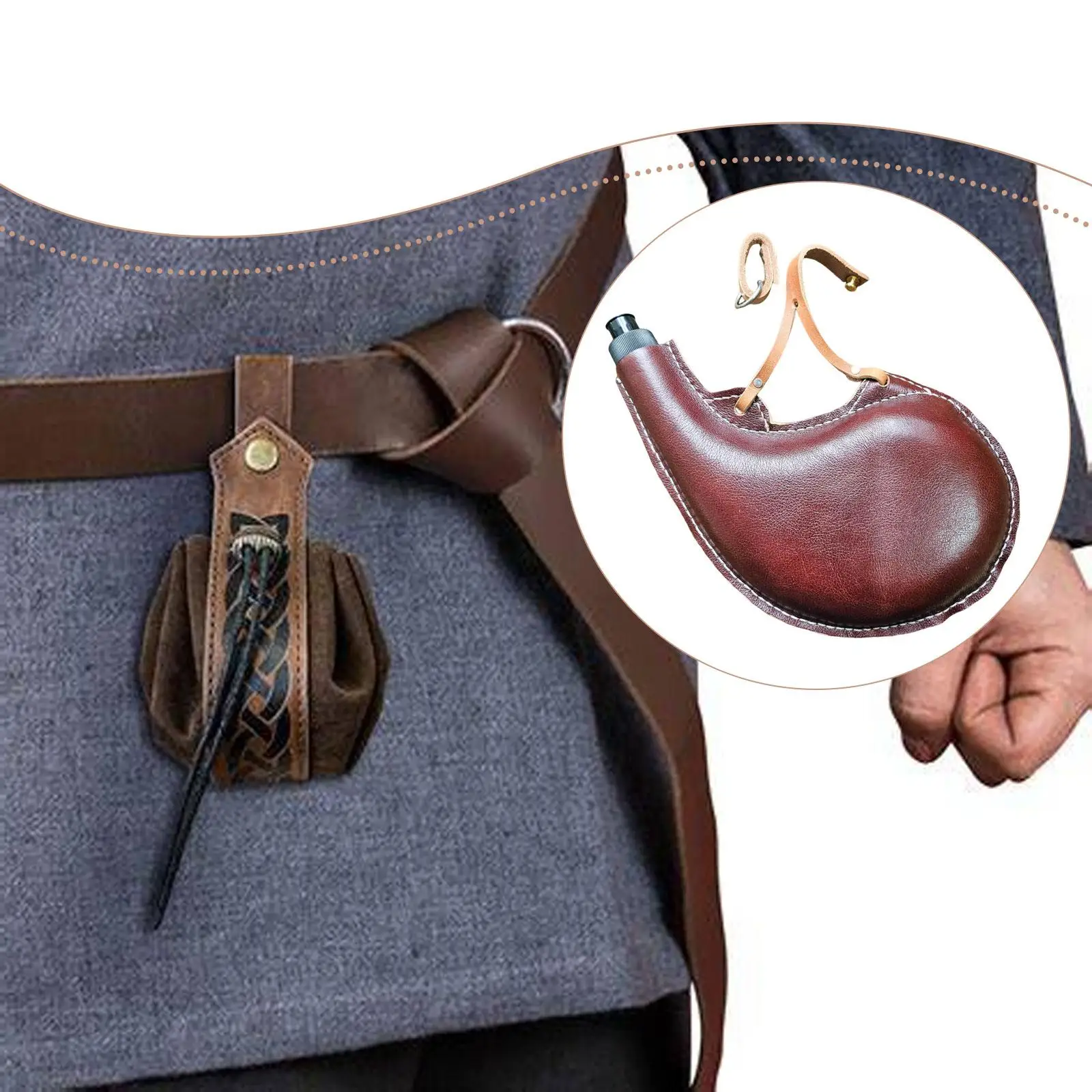 Bolsa medieval para vino – Accesorio LARP y fiestas de disfraces - imagen 5
