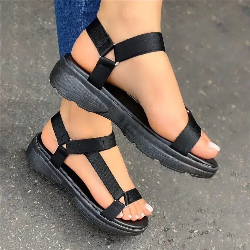 Zapatos de playa para mujer, sandalias de verano 2025, zapatos informales antideslizantes de varios colores, sandalias de punta abierta sólidas a la moda, cómodas para uso diario - imagen 5
