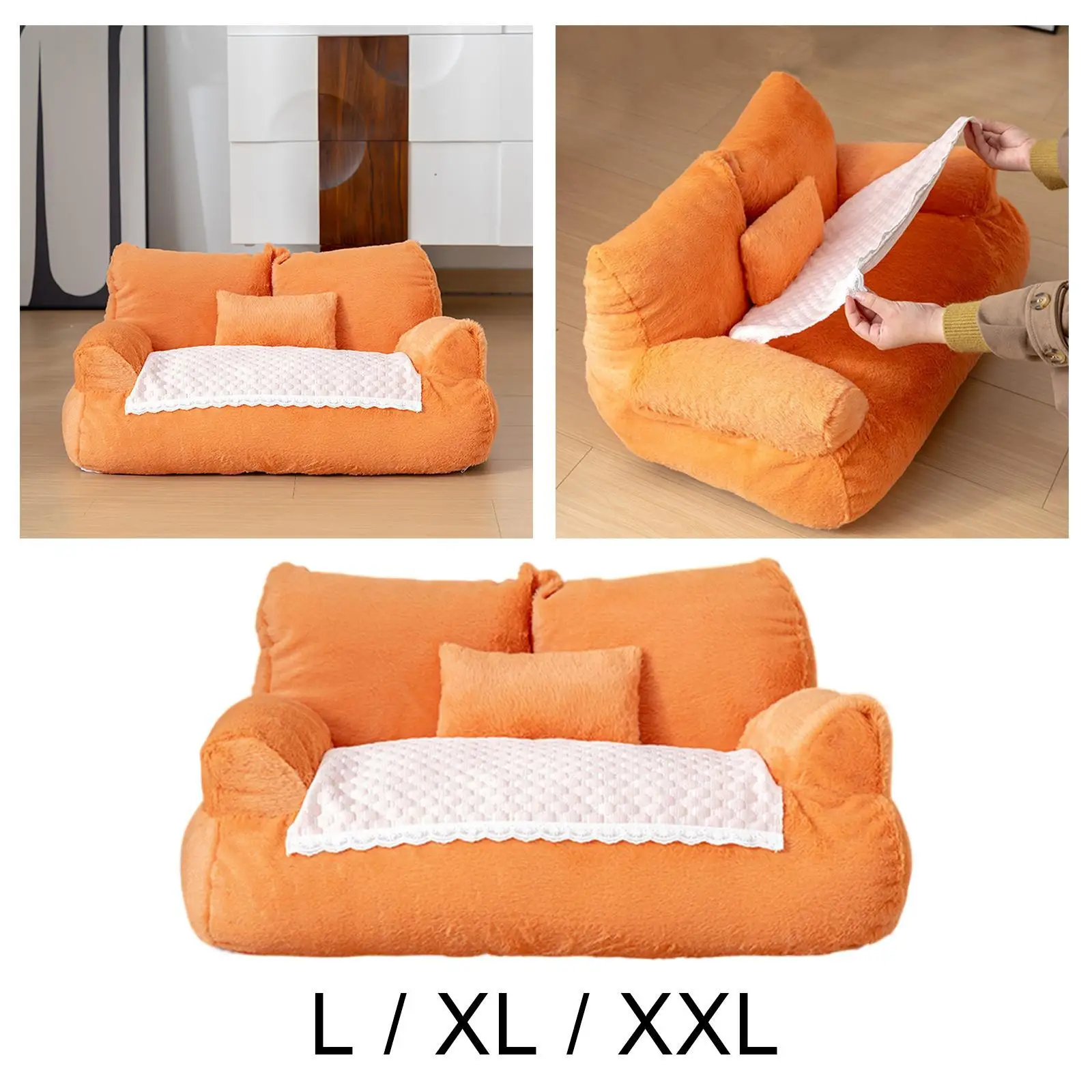 Cat Sofa Pet Lounger Velvet Nest with Pillow Non Slip Comfortable Sofa Bed Pet Couch for Kittens Puppy Indoor Cats All Breed