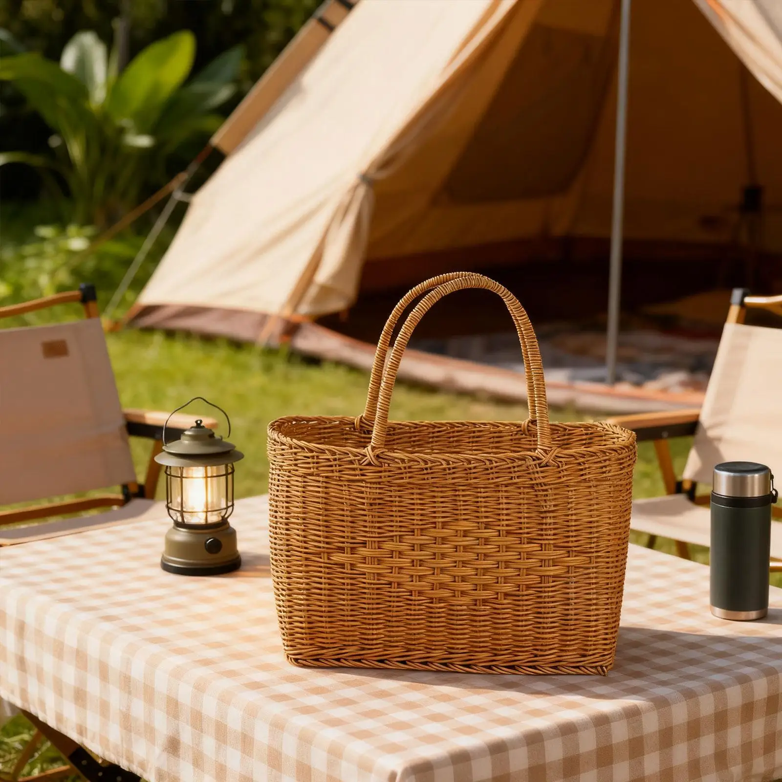 Handwoven Basket Lightweight Portable Balcony Imitation Rattan Flower Basket