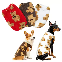 Suéter para perro grande, chaqueta de invierno con bonito patrón de oso, 3XL-8XL, forro polar de felpa, traje cálido para mascotas en clima frío