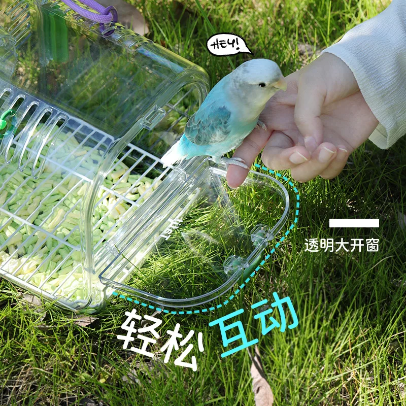 Jaulas para loros, jaulas ornamentales transpirables, bolsas portátiles transparentes para exteriores, suministros para pájaros para mascotas - imagen 3