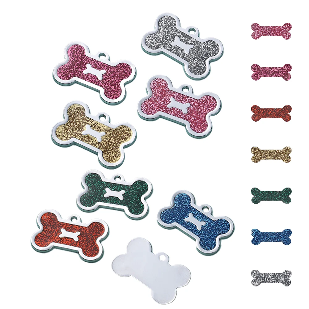 Etiquetas personalizadas grabadas para perro y gato, colgante con nombre de identificación personalizado, accesorios para mascotas, colgante brillante de hueso - imagen 3