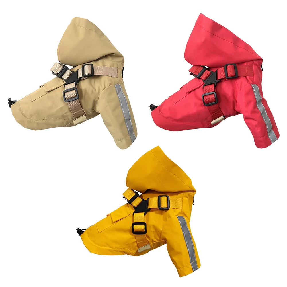Chubasquero con capucha y anillo de correa para perro, chaqueta impermeable para perro, Poncho, sudaderas con capucha con tira reflectante para caminar al aire libre - imagen 5